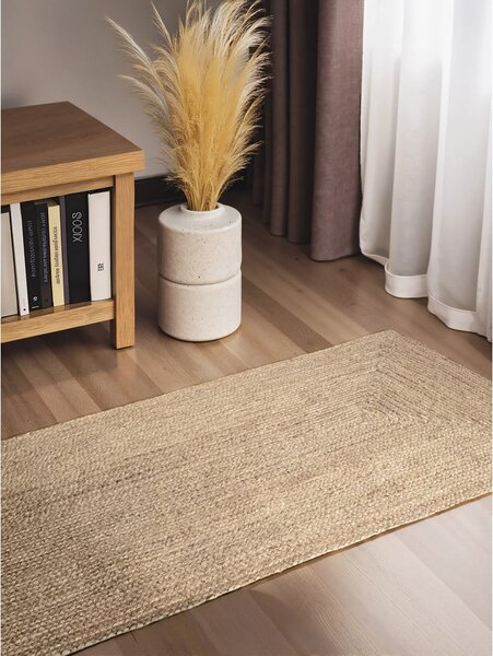 Világos natúr színű kétoldalas-kézi szövésű juta futószőnyeg 80x200 cm Juno – Hanse Home