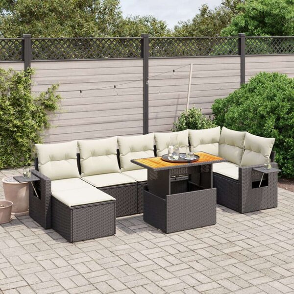 VidaXL Polyrattan Kerti Ülőgarnitúra - 8 részes - Fekete