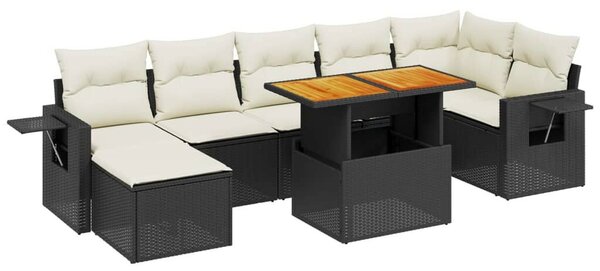 VidaXL Polyrattan Kerti Ülőgarnitúra - 8 részes - Fekete