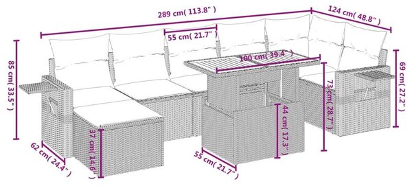 VidaXL Polyrattan Kerti Ülőgarnitúra - 8 részes - Fekete