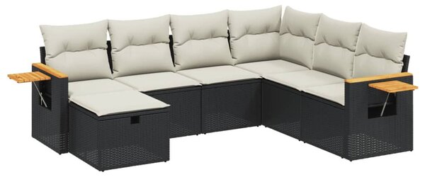 VidaXL Polyrattan Kerti Ülőgarnitúra - 7 részes - Fekete