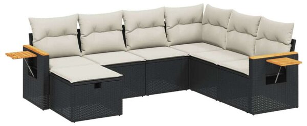 VidaXL Polyrattan Kerti Ülőgarnitúra - 7 részes - Fekete
