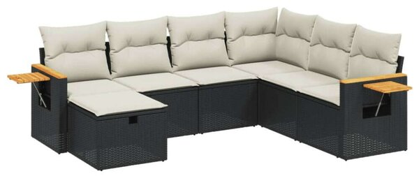 VidaXL Polyrattan Kerti Ülőgarnitúra - 7 részes - Fekete