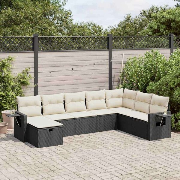 VidaXL Polyrattan Kerti Ülőgarnitúra - 8 részes - Fekete
