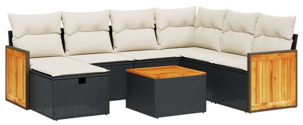 VidaXL Polyrattan Kerti Ülőgarnitúra - 8 részes - Fekete