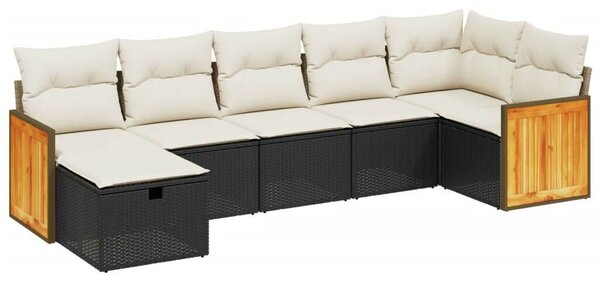 VidaXL Polyrattan Kerti Ülőgarnitúra - 7 részes - Fekete