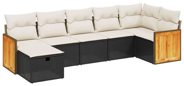 VidaXL Polyrattan Kerti Ülőgarnitúra - 7 részes - Fekete