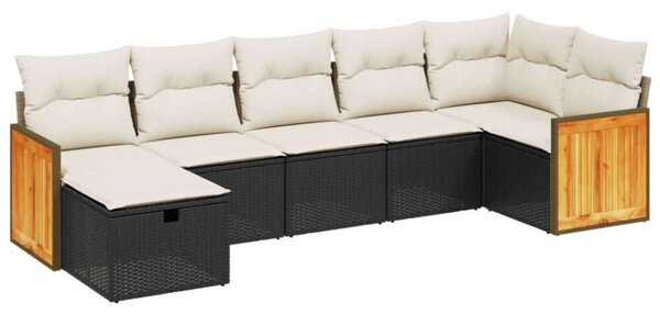 VidaXL Polyrattan Kerti Ülőgarnitúra - 7 részes - Fekete