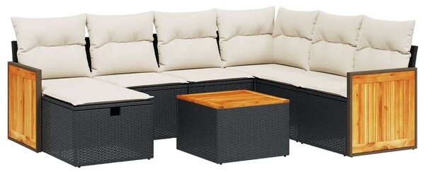 VidaXL Polyrattan Kerti Ülőgarnitúra - 8 részes - Fekete