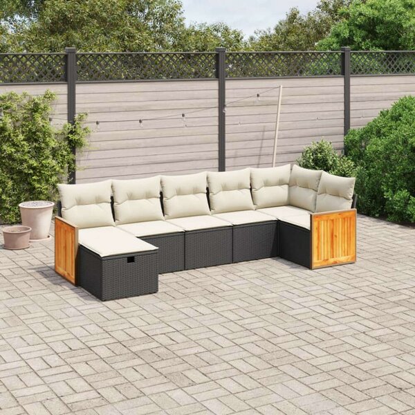 VidaXL Polyrattan Kerti Ülőgarnitúra - 7 részes - Fekete
