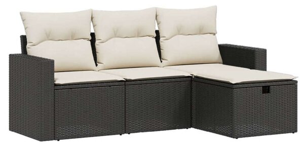 VidaXL Polyrattan Kerti Ülőgarnitúra - 4 részes - Fekete