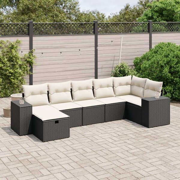 VidaXL Polyrattan Kerti Ülőgarnitúra - 7 részes - Fekete