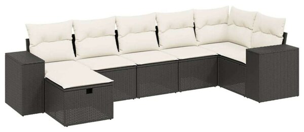 VidaXL Polyrattan Kerti Ülőgarnitúra - 7 részes - Fekete