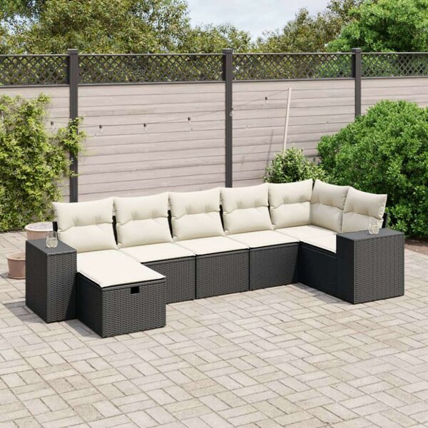 VidaXL Polyrattan Kerti Ülőgarnitúra - 7 részes - Fekete