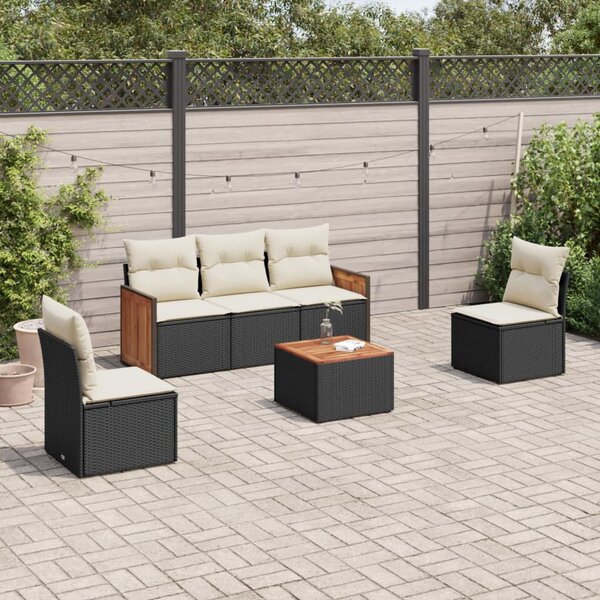 Polyrattan Kerti Ülőgarnitúra - 6 részes - Fekete