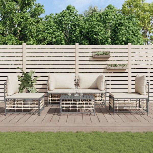 VidaXL 5 részes Polyrattan Kerti Ülőgarnitúra - Antracit Szürke