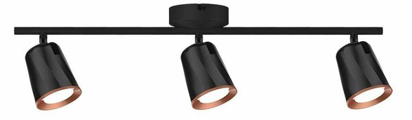 V-TAC háromfejű 15W beltéri fekete fali LED lámpa, meleg fehér, 100 Lm/W - SKU 218259