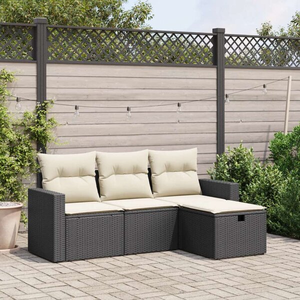 VidaXL Polyrattan Kerti Ülőgarnitúra - 4 részes - Fekete