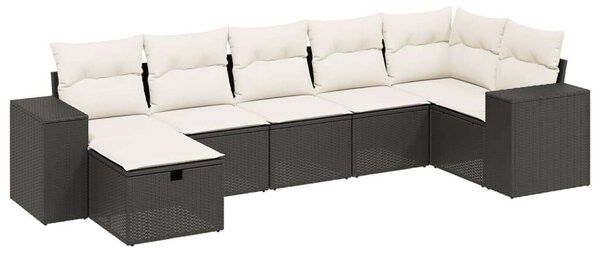 VidaXL Polyrattan Kerti Ülőgarnitúra - 7 részes - Fekete
