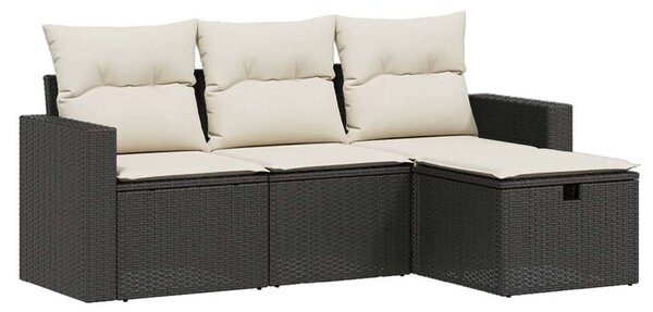 VidaXL Polyrattan Kerti Ülőgarnitúra - 4 részes - Fekete