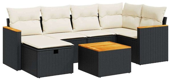 VidaXL 7 részes Polyrattan Kerti Ülőgarnitúra - Fekete