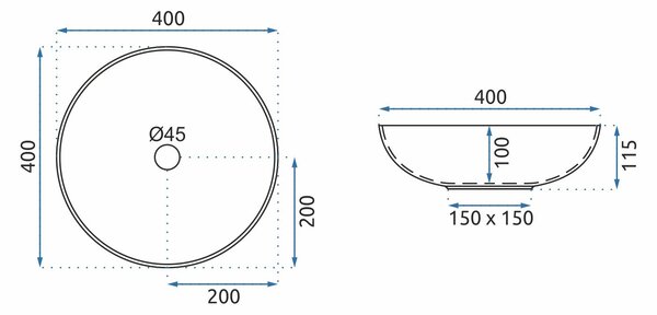 Rea ARTE mosdó, 40 x 40 cm, kék, REA-U0267