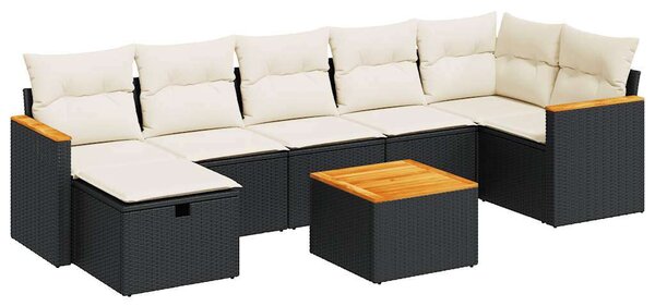 VidaXL Polyrattan Kerti Ülőgarnitúra - 8 részes - Fekete