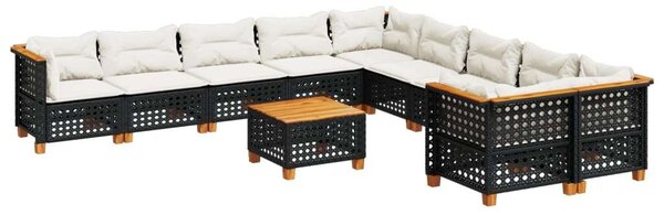 VidaXL Polyrattan Kerti Ülőgarnitúra - 11 részes - Fekete