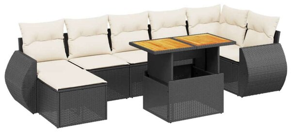 VidaXL Polyrattan Kerti Ülőgarnitúra - 8 részes - Fekete