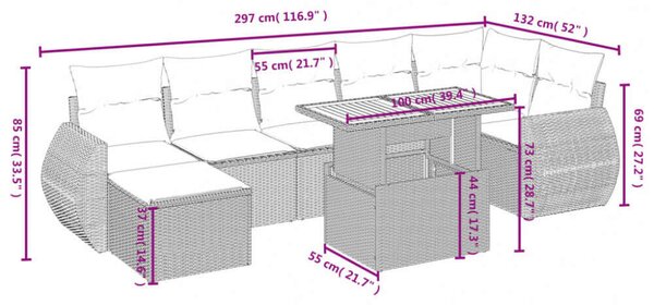 VidaXL Polyrattan Kerti Ülőgarnitúra - 8 részes - Fekete