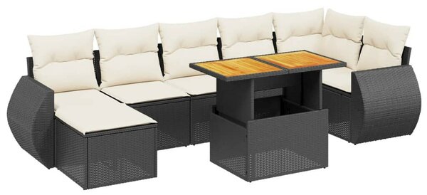 VidaXL Polyrattan Kerti Ülőgarnitúra - 8 részes - Fekete