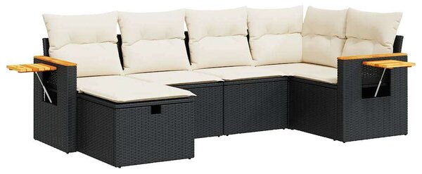 VidaXL Polyrattan Kerti Ülőgarnitúra - 6 részes - Fekete