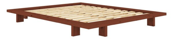 Terrakotta színű borovi fenyő franciaágy ágytámla nélkül ágyráccsal 140x200 cm Japan – Karup Design