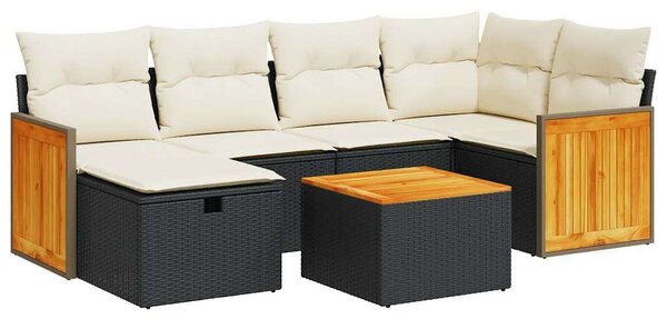 VidaXL Polyrattan Kerti Ülőgarnitúra - 7 részes - Fekete