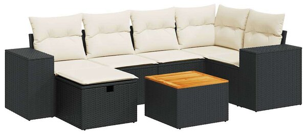 VidaXL Polyrattan Kerti Ülőgarnitúra - 7 részes, Fekete