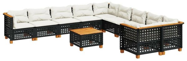 VidaXL Polyrattan Kerti Ülőgarnitúra - 11 részes - Fekete