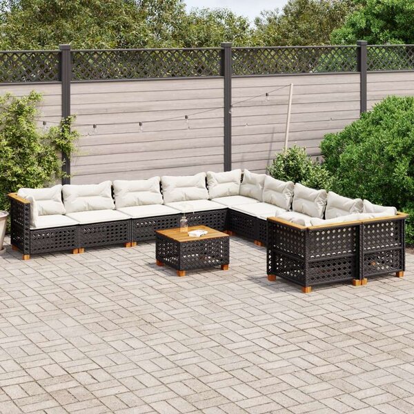 VidaXL Polyrattan Kerti Ülőgarnitúra - 11 részes - Fekete