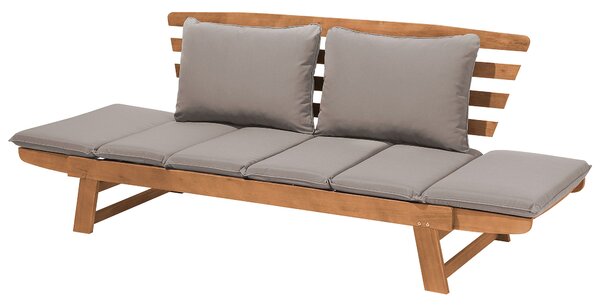 Kerti pad ülőpárnával PORTICI 210 cm Eukaliptusz fa Világosbarna/tópszínű