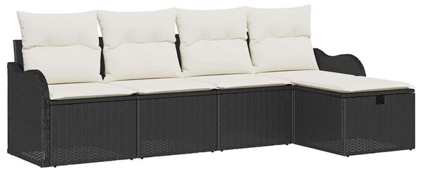 Kerti Kanapé Szett 5 pcs Fekete és krémszínű 231 x 117 x 85 cm