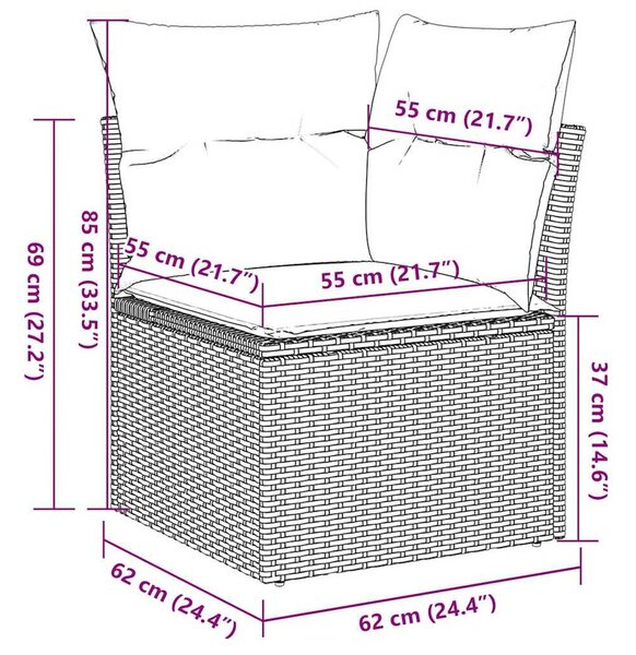 VidaXL 10 részes barna polyrattan kerti ülőgarnitúra párnákkal
