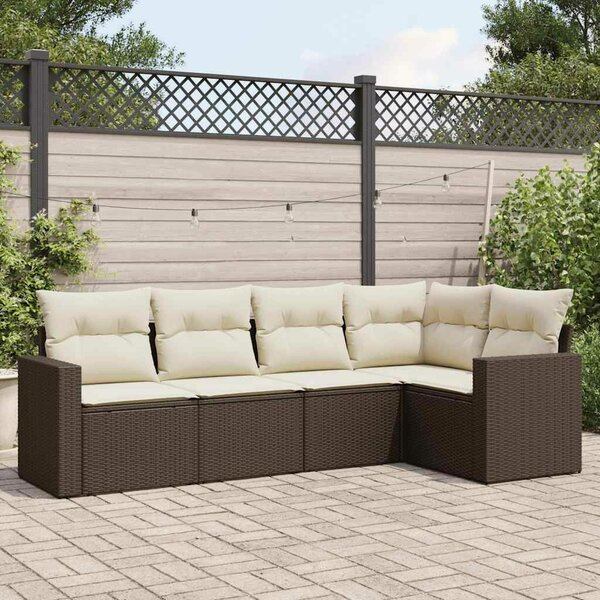 Polyrattan Kerti Ülőgarnitúra - 5 részes - Barna