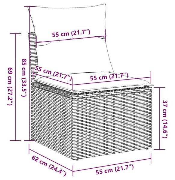 VidaXL 10 részes barna polyrattan kerti ülőgarnitúra párnákkal