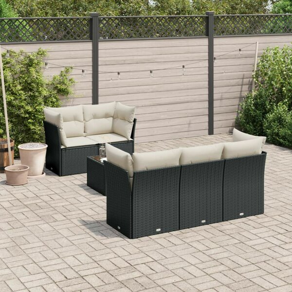 VidaXL Polyrattan Kerti Ülőgarnitúra - 6 részes, Fekete