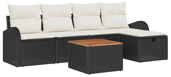 VidaXL Kerti Kanapé Szett párnával tárolóval 6 pcs Fekete polirattan