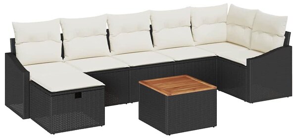 VidaXL 8 részes fekete polyrattan kerti ülőgarnitúra tárolóval