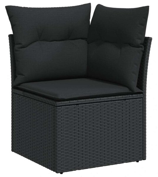 VidaXL 7 részes fekete polyrattan kerti ülőgarnitúra párnával