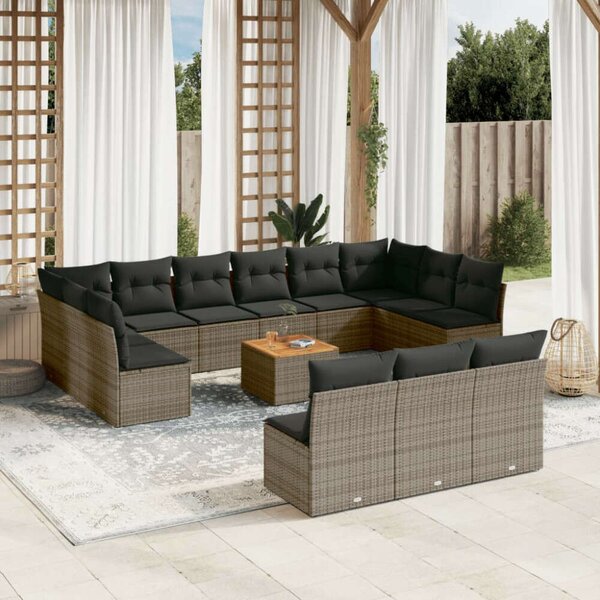 VidaXL Polyrattan Kerti Ülőgarnitúra - 14 részes - Szürke