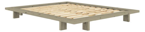 Zsályaszínű borovi fenyő franciaágy ágytámla nélkül ágyráccsal 160x200 cm Japan – Karup Design