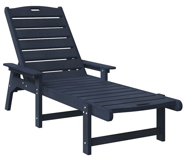 VidaXL Nyugágy 2 db, 162x53x98.5 cm, HDPE, Tengerészkék