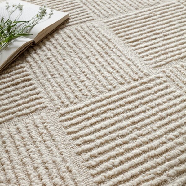 Elefántcsont színű kézi szövésű gyapjú szőnyeg 120x170 cm Zennith Grid – Asiatic Carpets
